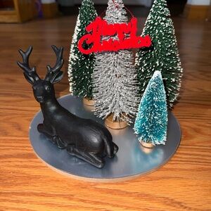 Black Reindeer and Festive Tree Set